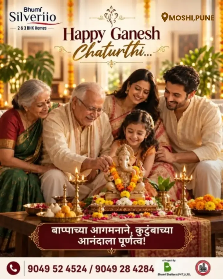 Bhumi Silveriio: Ganesh Chaturthi. Real estate creative designed by Propgrow Media.